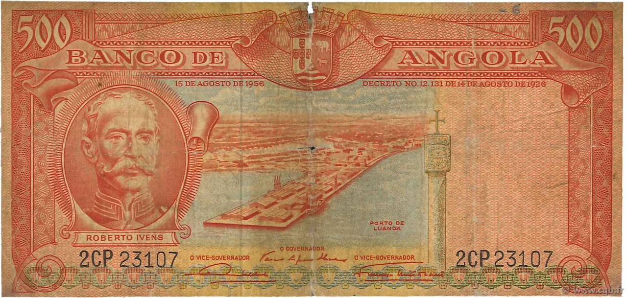 500 Escudos ANGOLA  1956 P.090 RC