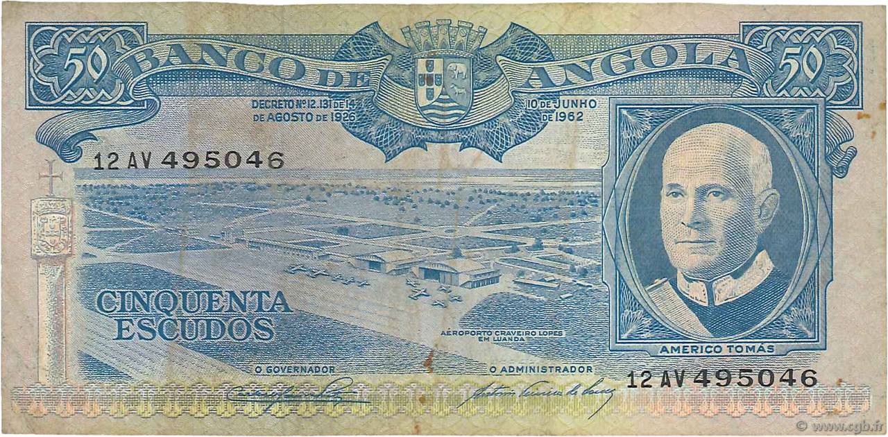 50 Escudos ANGOLA  1962 P.093 F