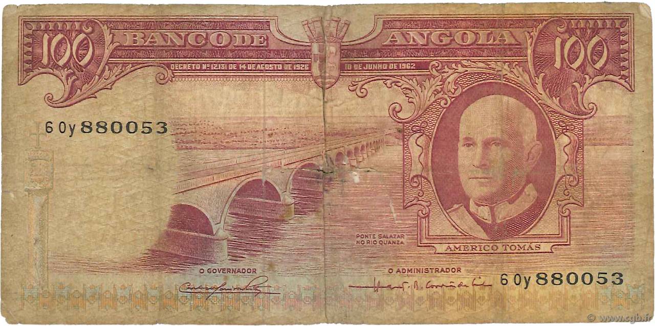 100 Escudos ANGOLA  1962 P.094 q.B