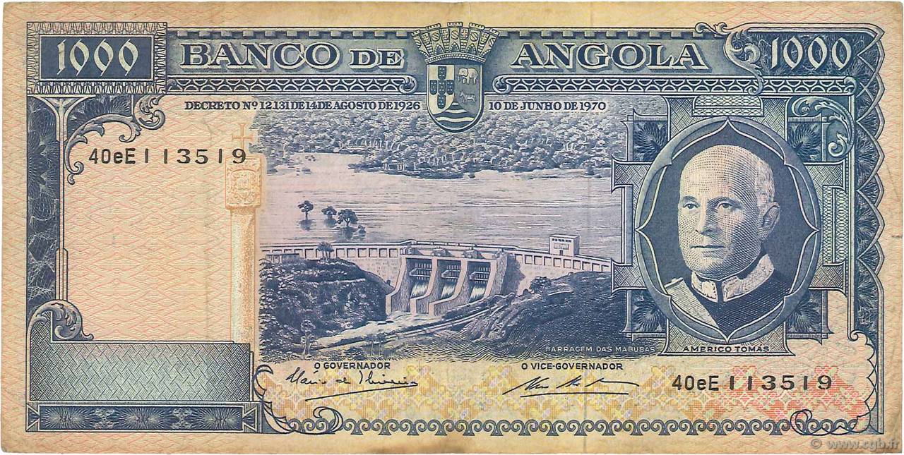 1000 Escudos ANGOLA  1970 P.098 TB