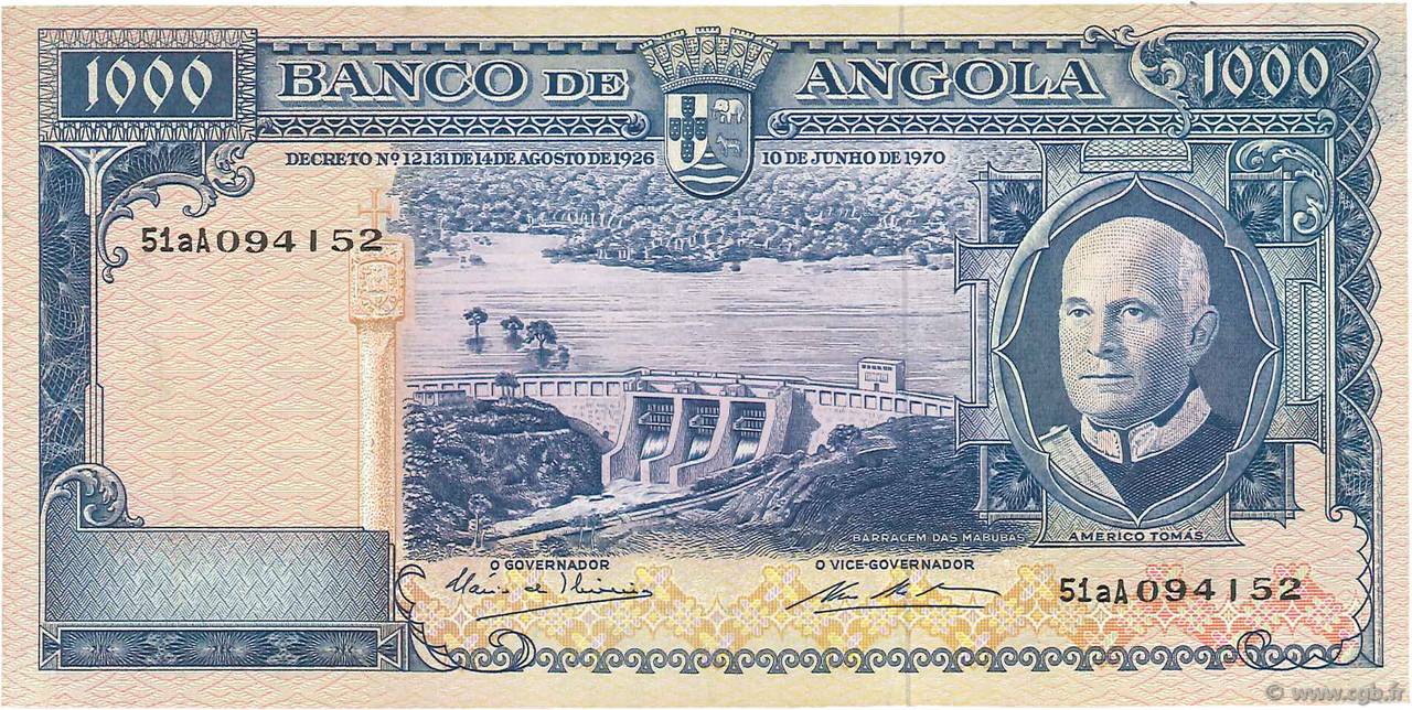 1000 Escudos ANGOLA  1970 P.098 SUP