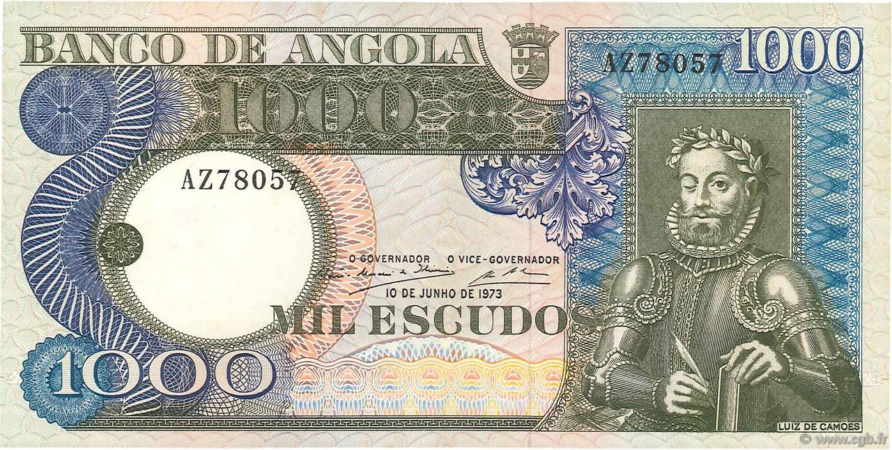 1000 Escudos ANGOLA  1973 P.108 SPL+