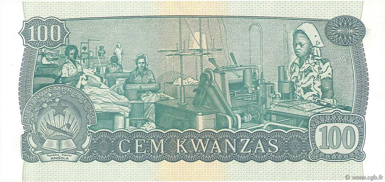 100 Kwanzas ANGOLA 1976 P.111a b75_0694 Billetes