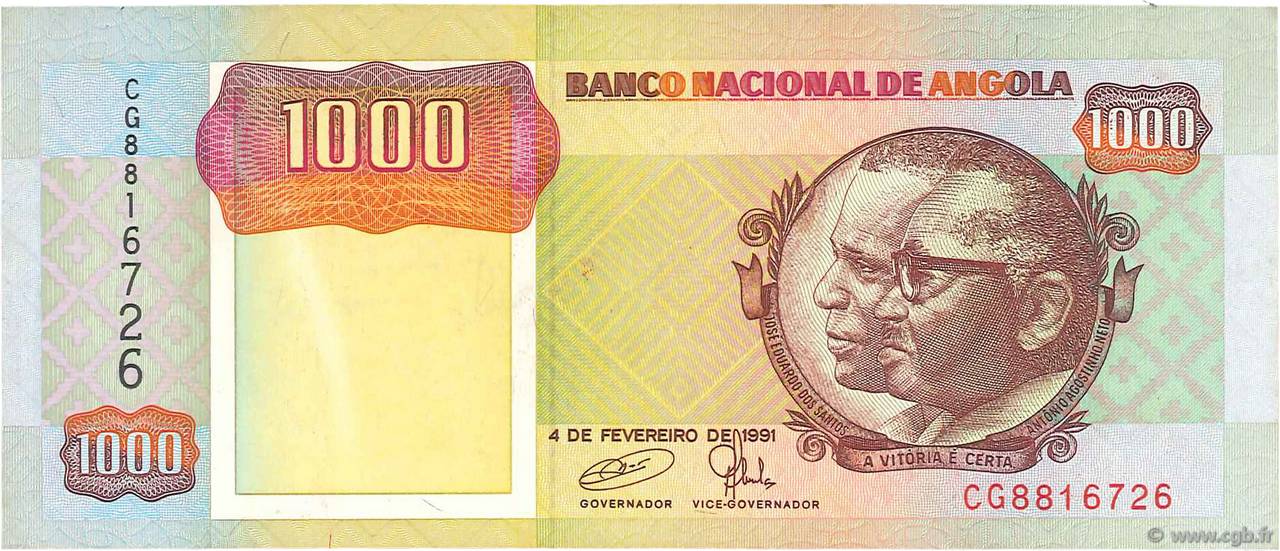 1000 Kwanzas ANGOLA  1991 P.129c EBC