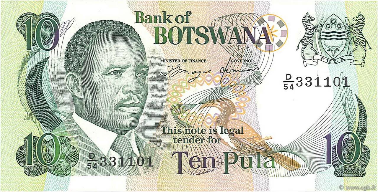 10 Pula BOTSWANA (REPUBLIC OF)  1982 P.09d UNC