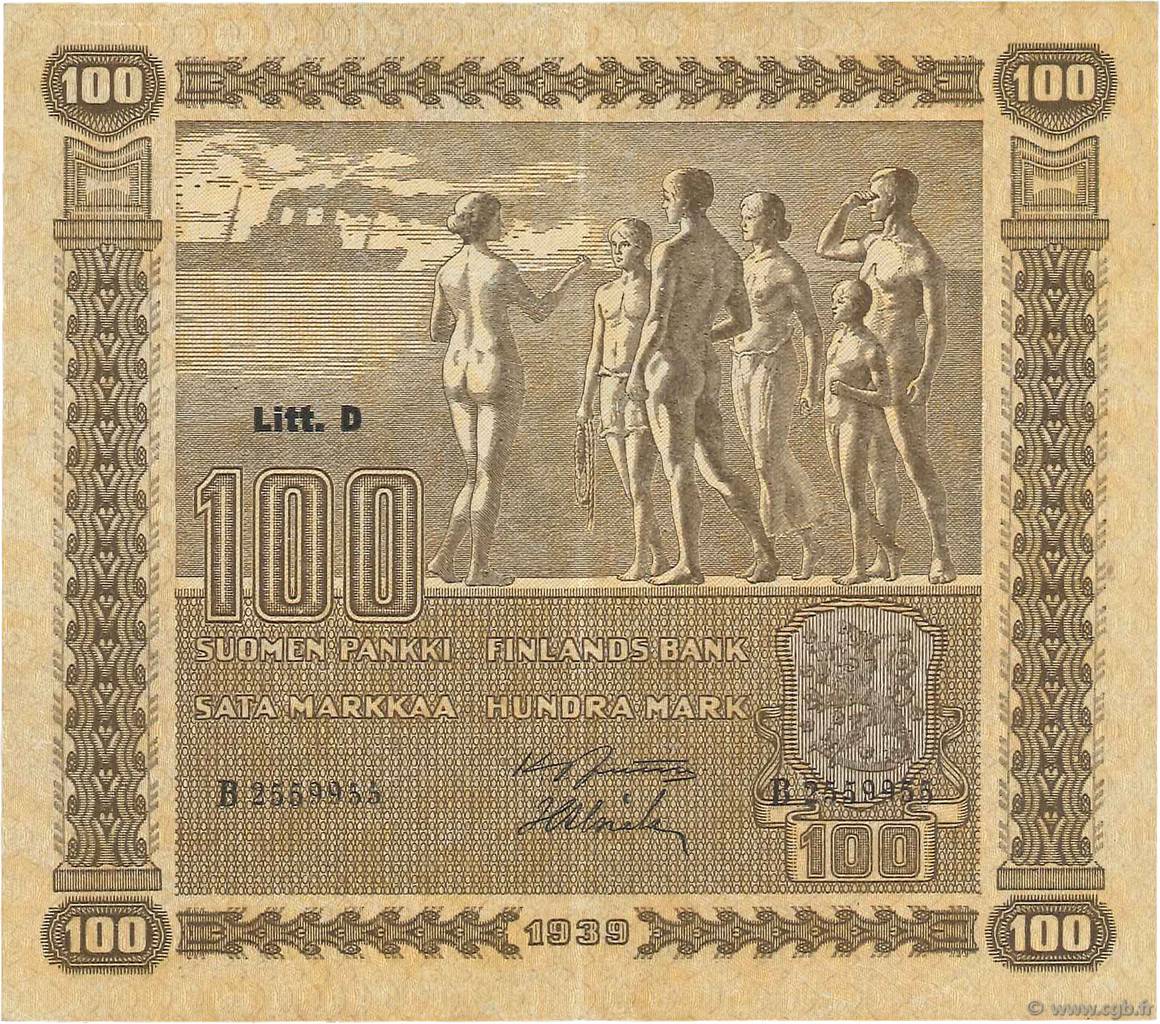 100 Markkaa FINLAND  1939 P.073a VF+