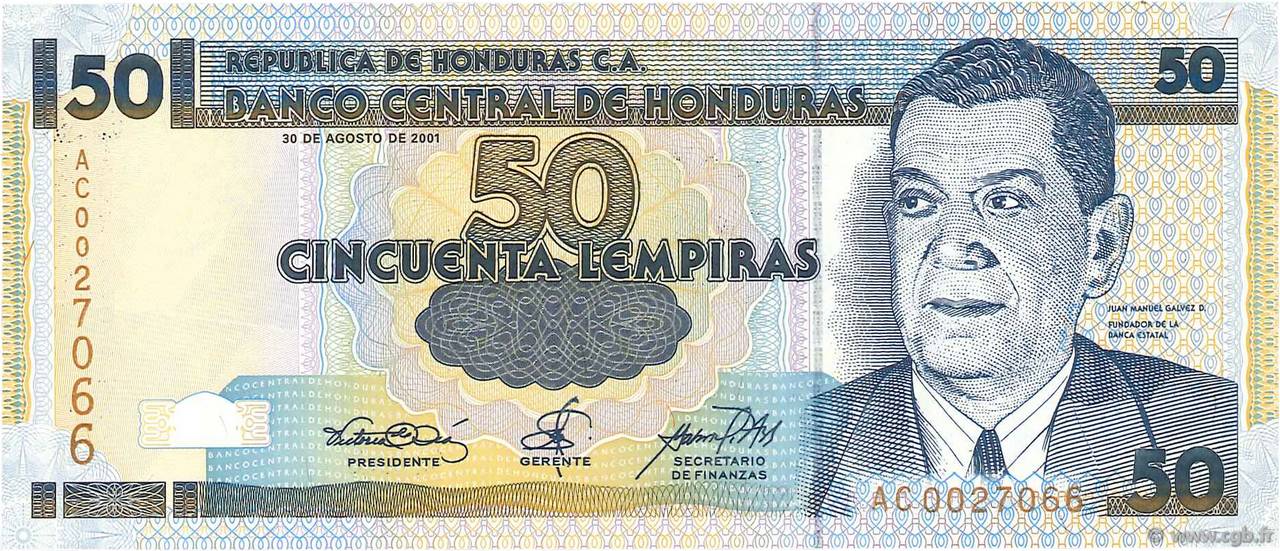 50 Lempiras HONDURAS  2001 P.088a FDC