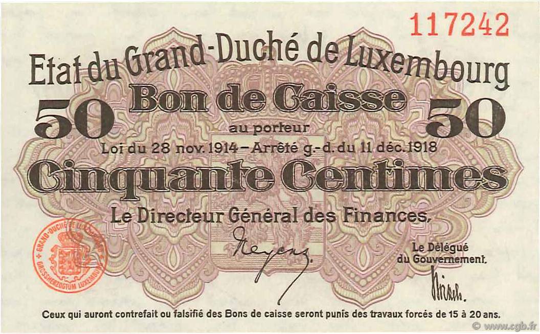 50 Centimes LUXEMBURGO  1918 P.26 SC+