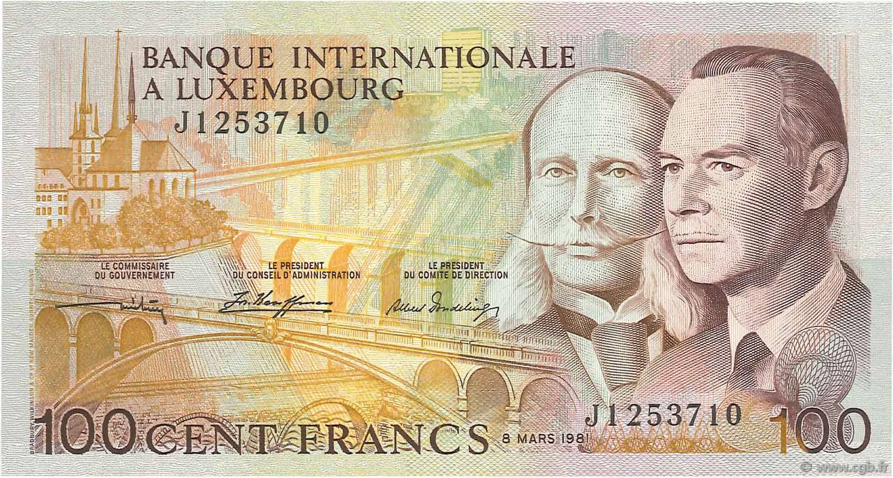 100 Francs LUXEMBURGO  1981 P.14A FDC