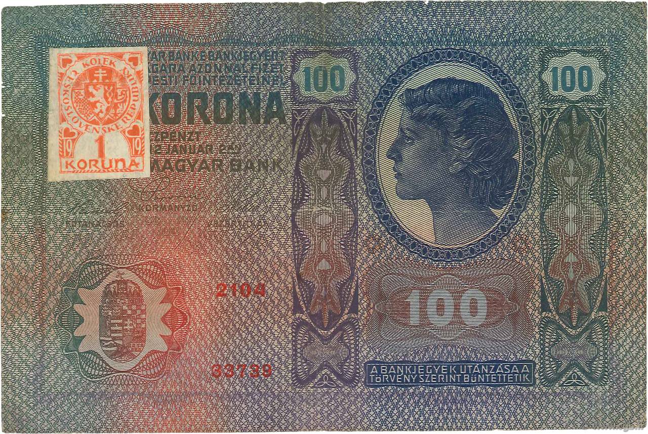 100 Korun CECOSLOVACCHIA  1919 P.004a MB