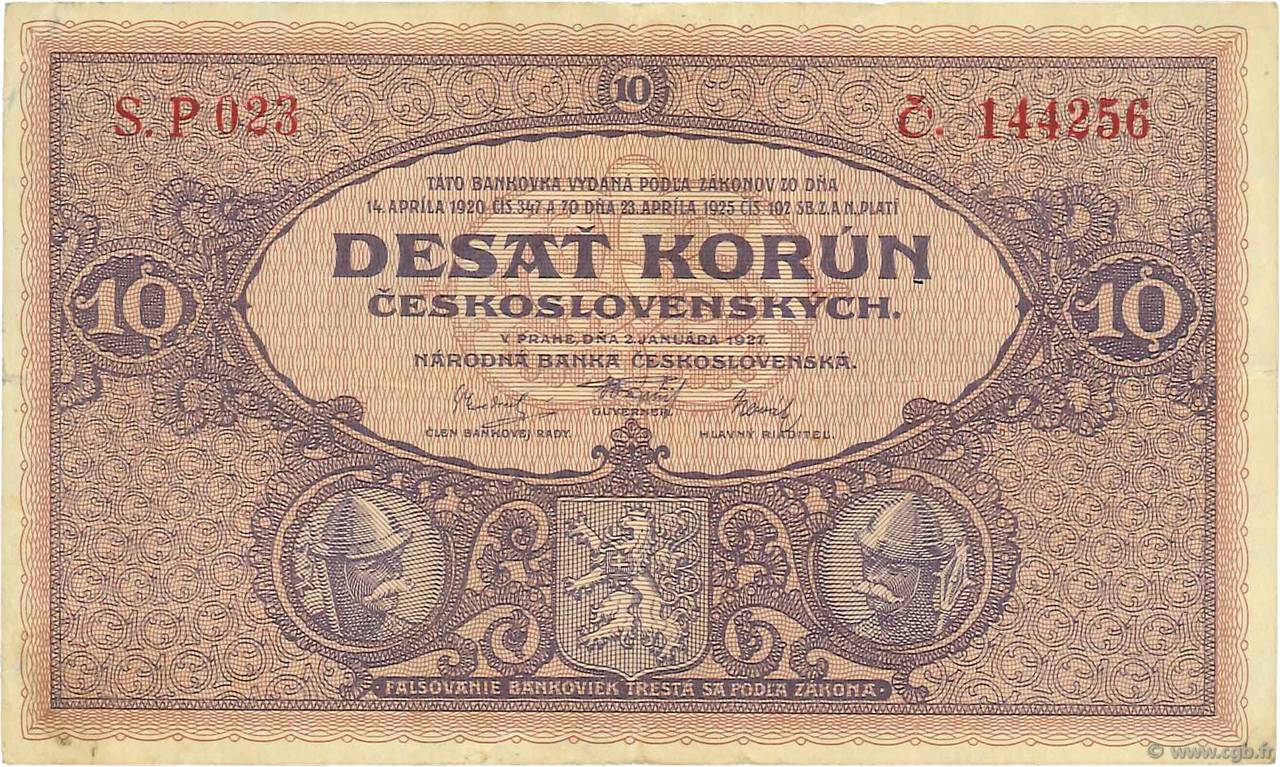 10 Korun CECOSLOVACCHIA  1927 P.020a BB