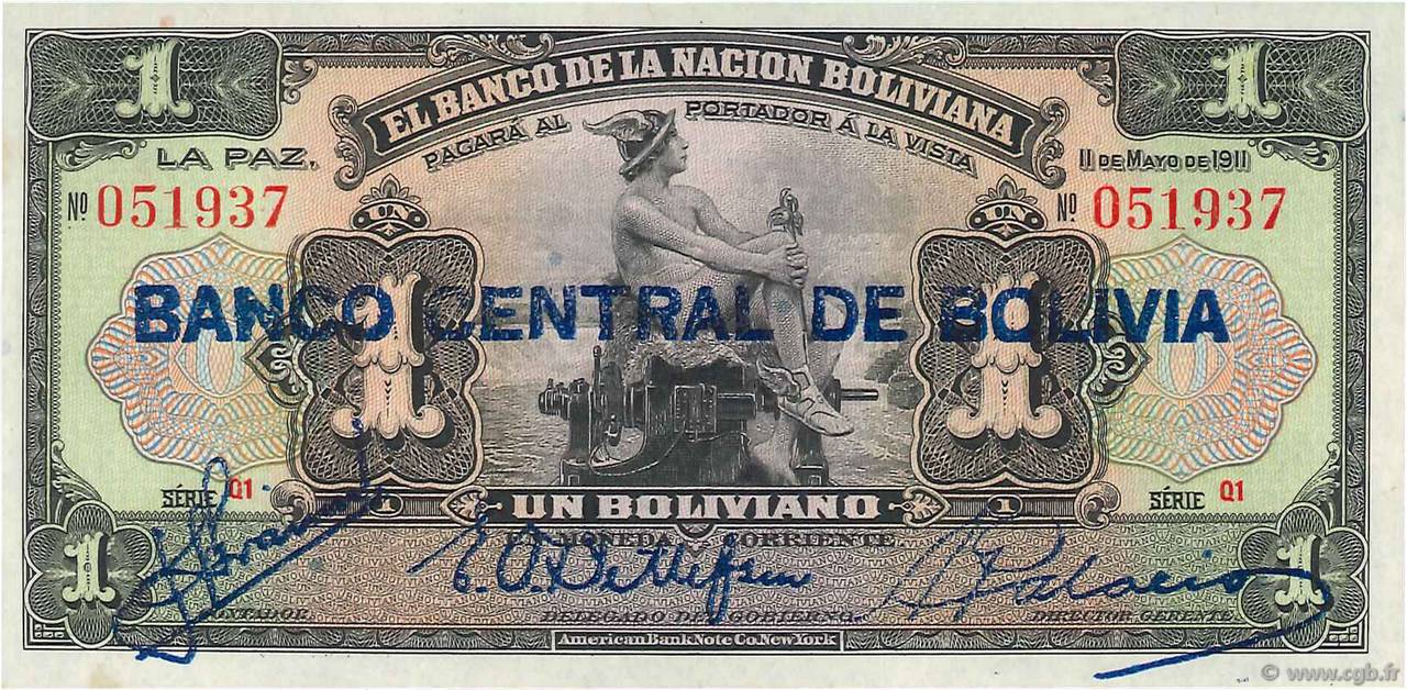 1 Boliviano BOLIVIEN  1929 P.112 ST