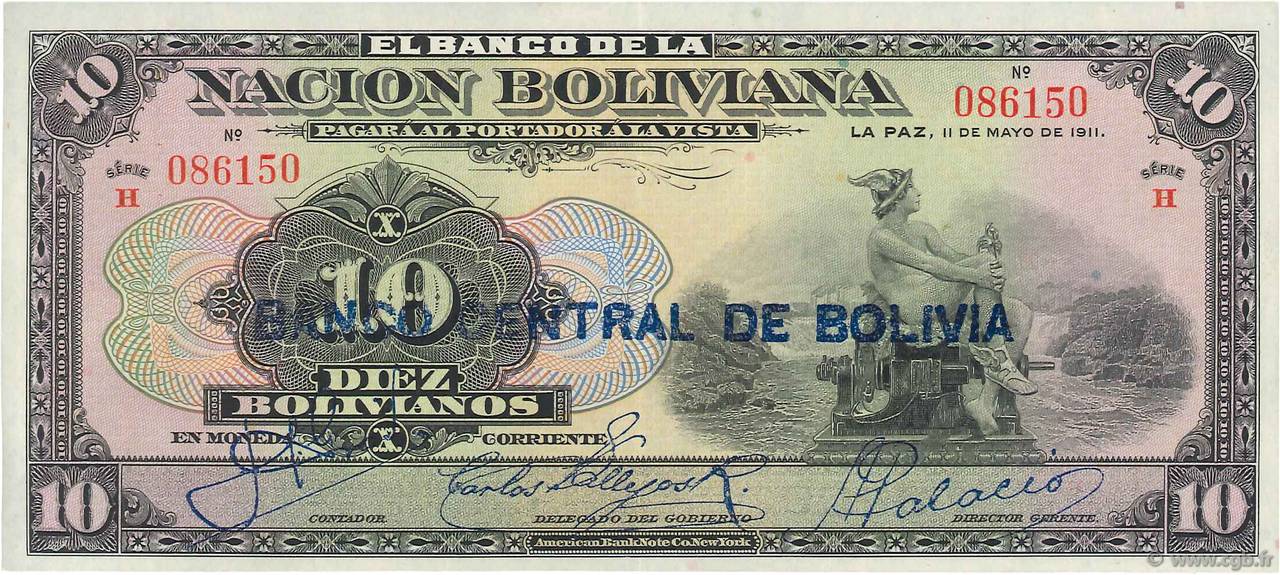 10 Bolivianos BOLIVIEN  1929 P.114a fST