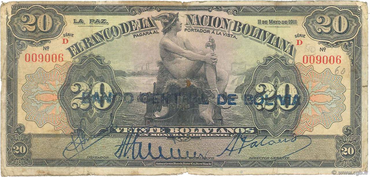 20 Bolivianos BOLIVIA  1929 P.115 G