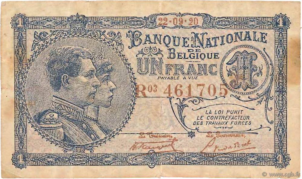 1 Franc BELGIEN  1920 P.092 SGE