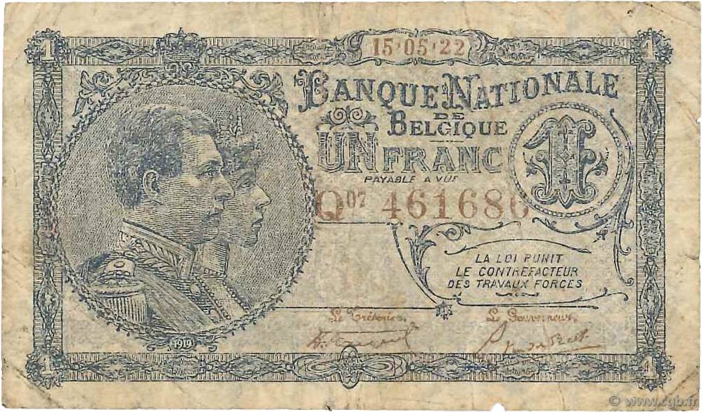 1 Franc BELGIEN  1921 P.092 SGE