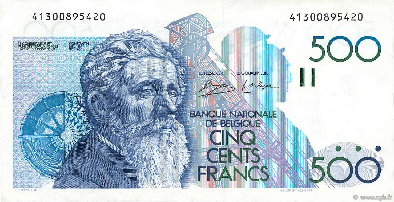 500 Francs BELGIEN  1981 P.141a VZ