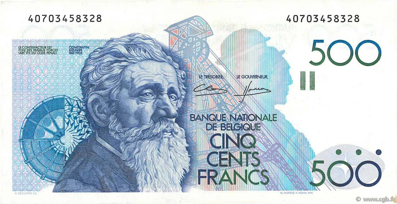 500 Francs BELGIO  1982 P.143a BB