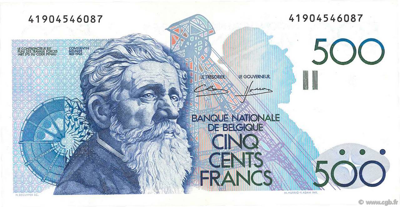 500 Francs BELGIUM  1982 P.143a XF