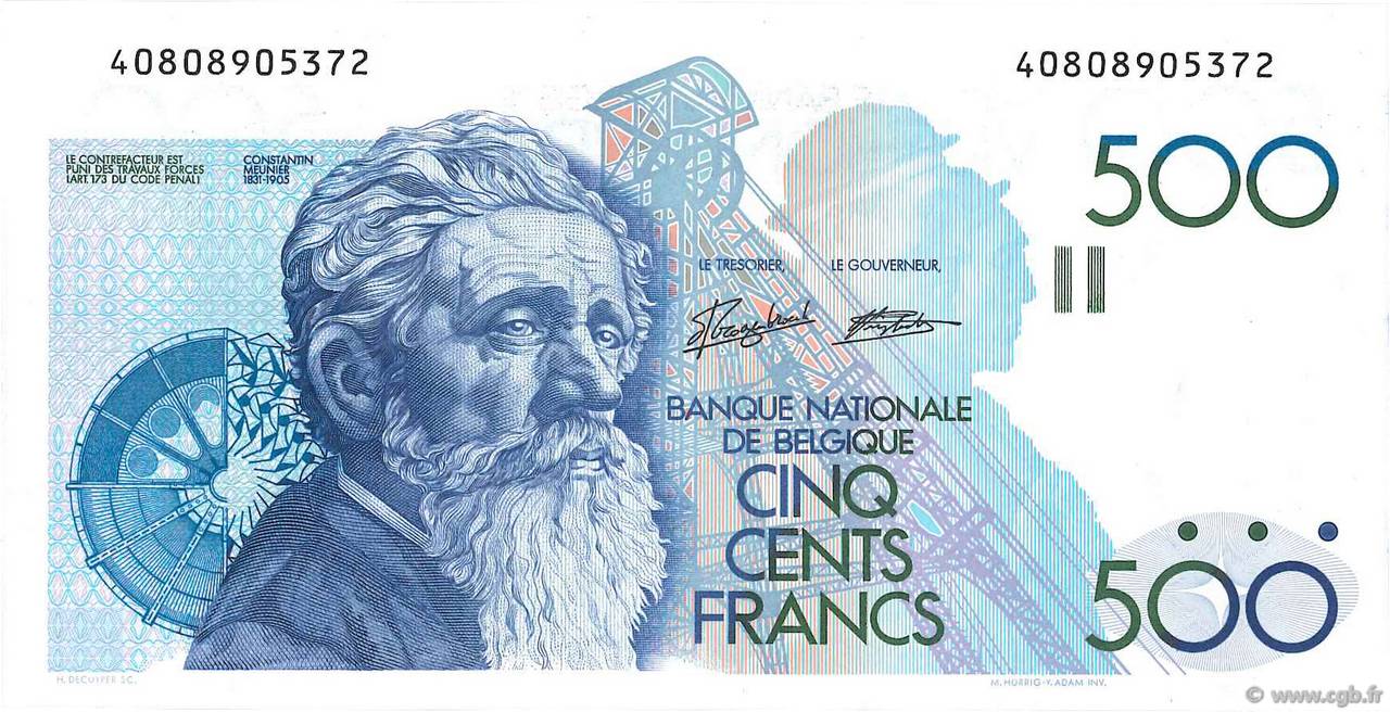 500 Francs BELGIO  1982 P.143a FDC
