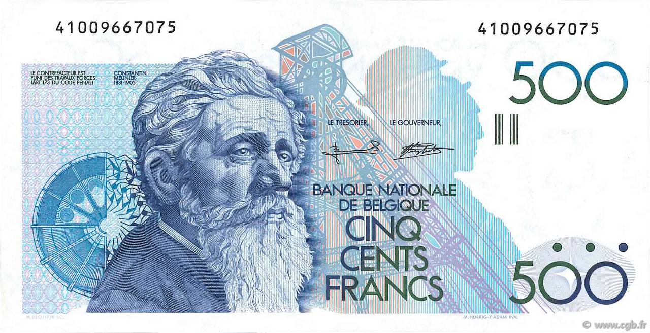 500 Francs BELGIEN  1982 P.143a VZ+