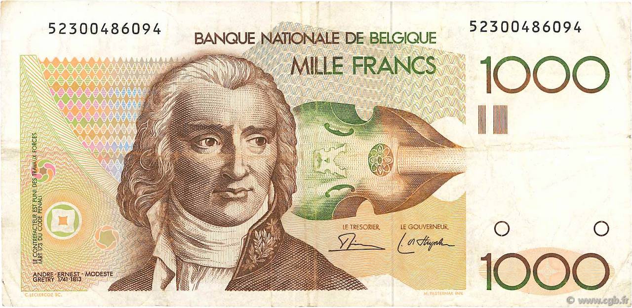 1000 Francs BELGIEN  1980 P.144a SS