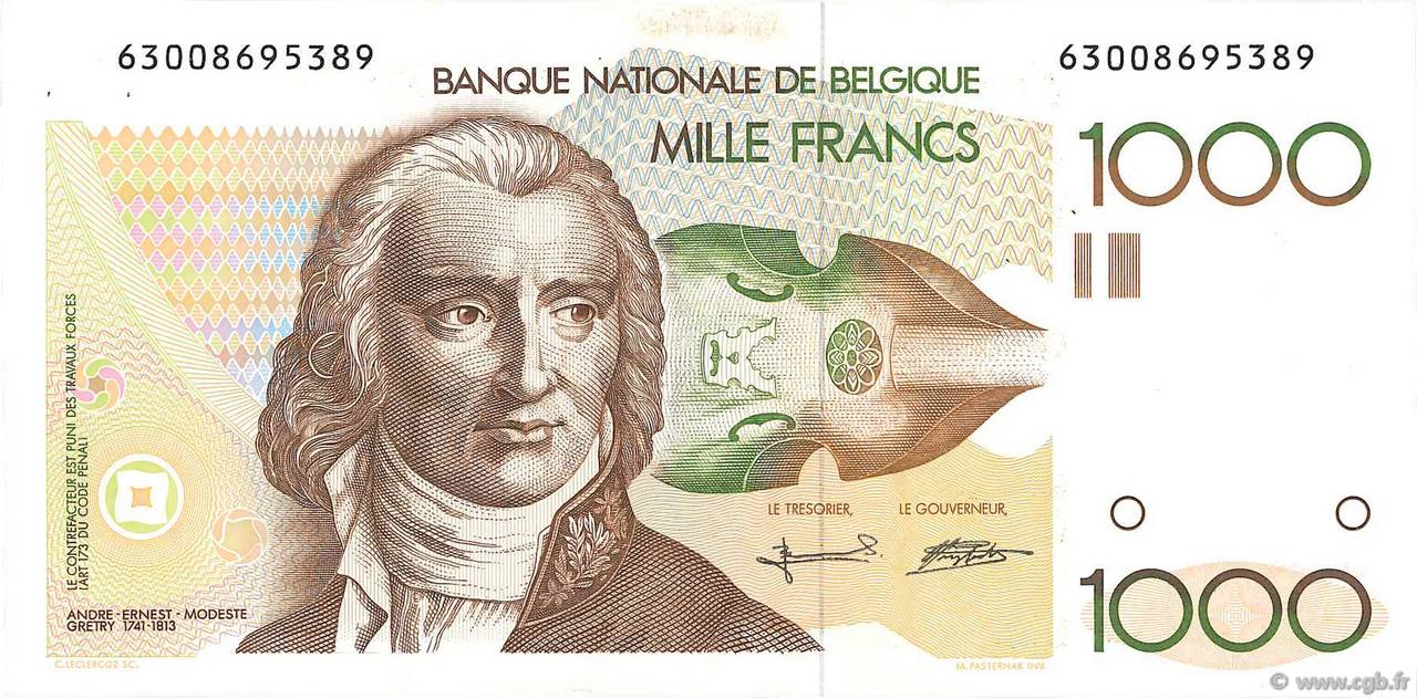 1000 Francs BÉLGICA  1980 P.144a EBC