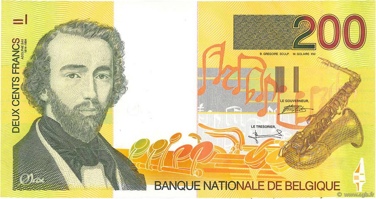 200 Francs BELGIEN  1995 P.148 VZ