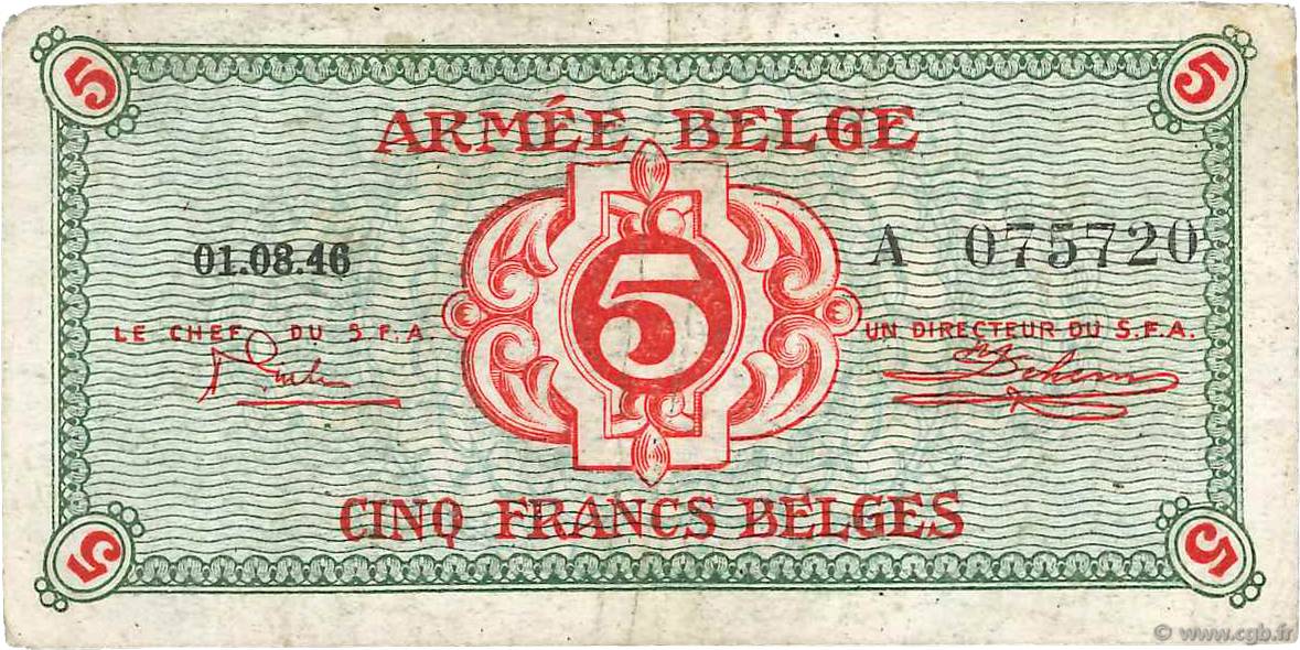 5 Francs BÉLGICA  1946 P.M3a BC+
