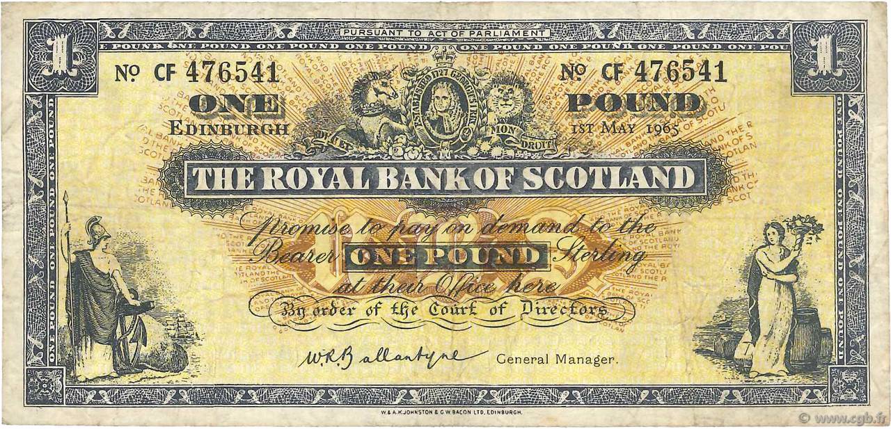 1 Pound SCOTLAND  1965 P.325a BC