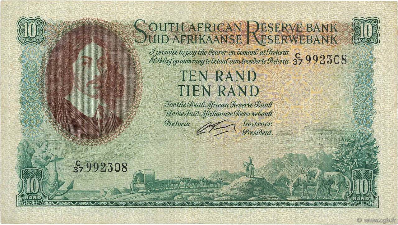 10 Rand SOUTH AFRICA  1962 P.106b VF