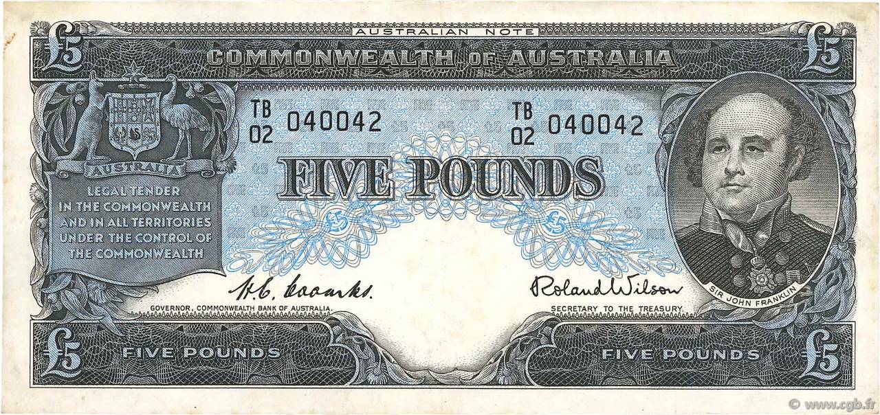 5 Pounds AUSTRALIE  1954 P.31 TTB