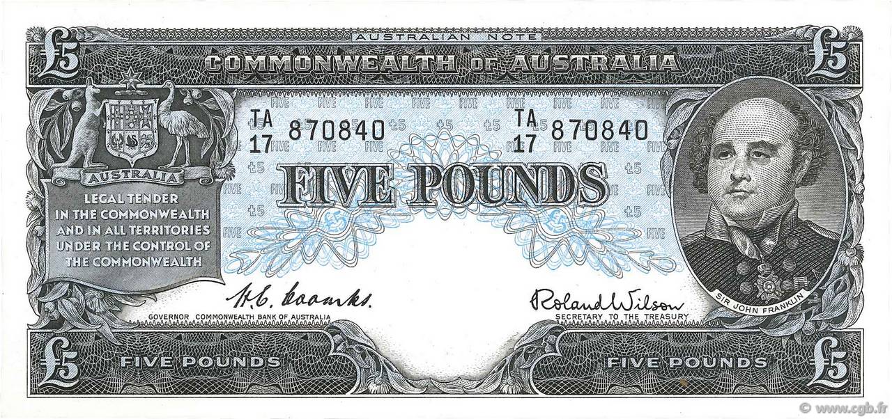 5 Pounds AUSTRALIA  1954 P.31 SC