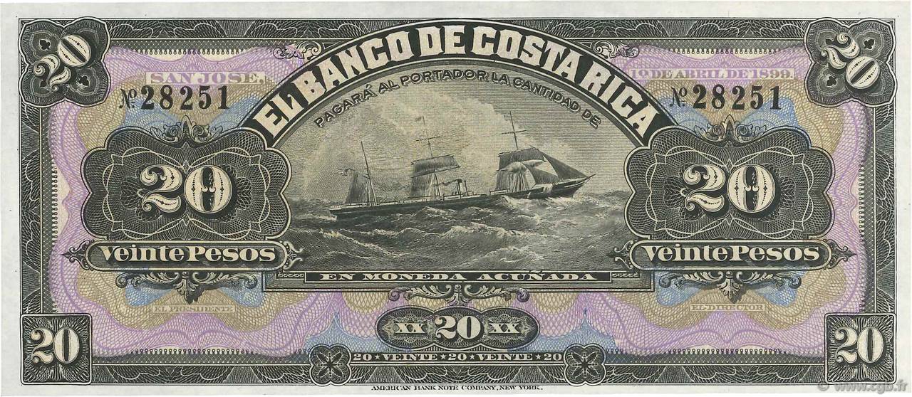 20 Pesos Non émis COSTA RICA  1899 PS.165r ST