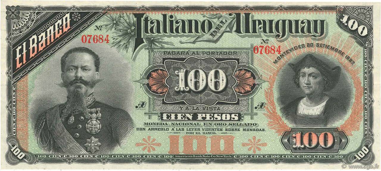 100 Pesos Non émis URUGUAY  1887 PS.215 SC