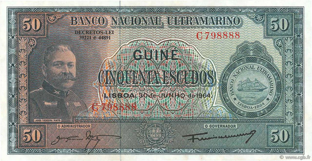 50 Escudos PORTUGUESE GUINEA  1964 P.040a q.FDC