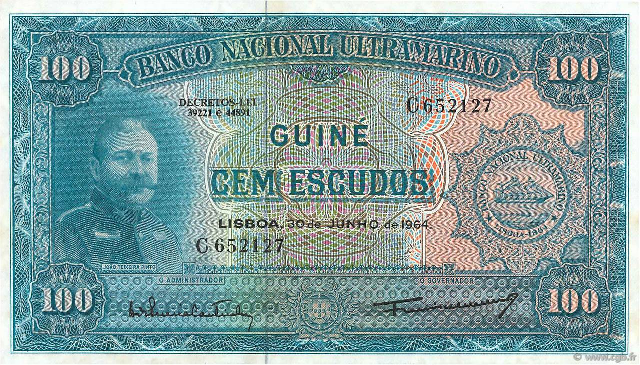 100 Escudos PORTUGUESE GUINEA  1964 P.041a q.FDC