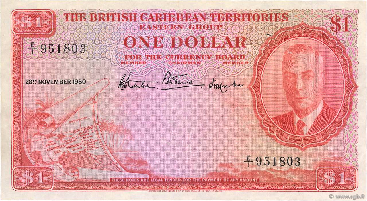 1 Dollar EAST CARIBBEAN STATES  1950 P.01 MBC