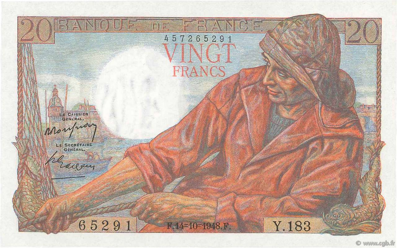 20 Francs PÊCHEUR FRANCIA  1948 F.13.13 FDC