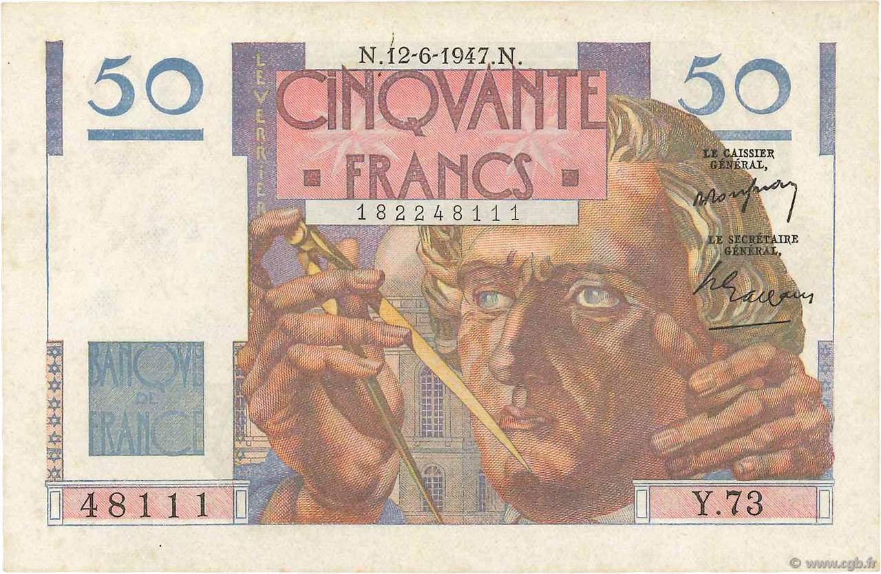 50 Francs LE VERRIER FRANCE  1947 F.20.08 UNC-