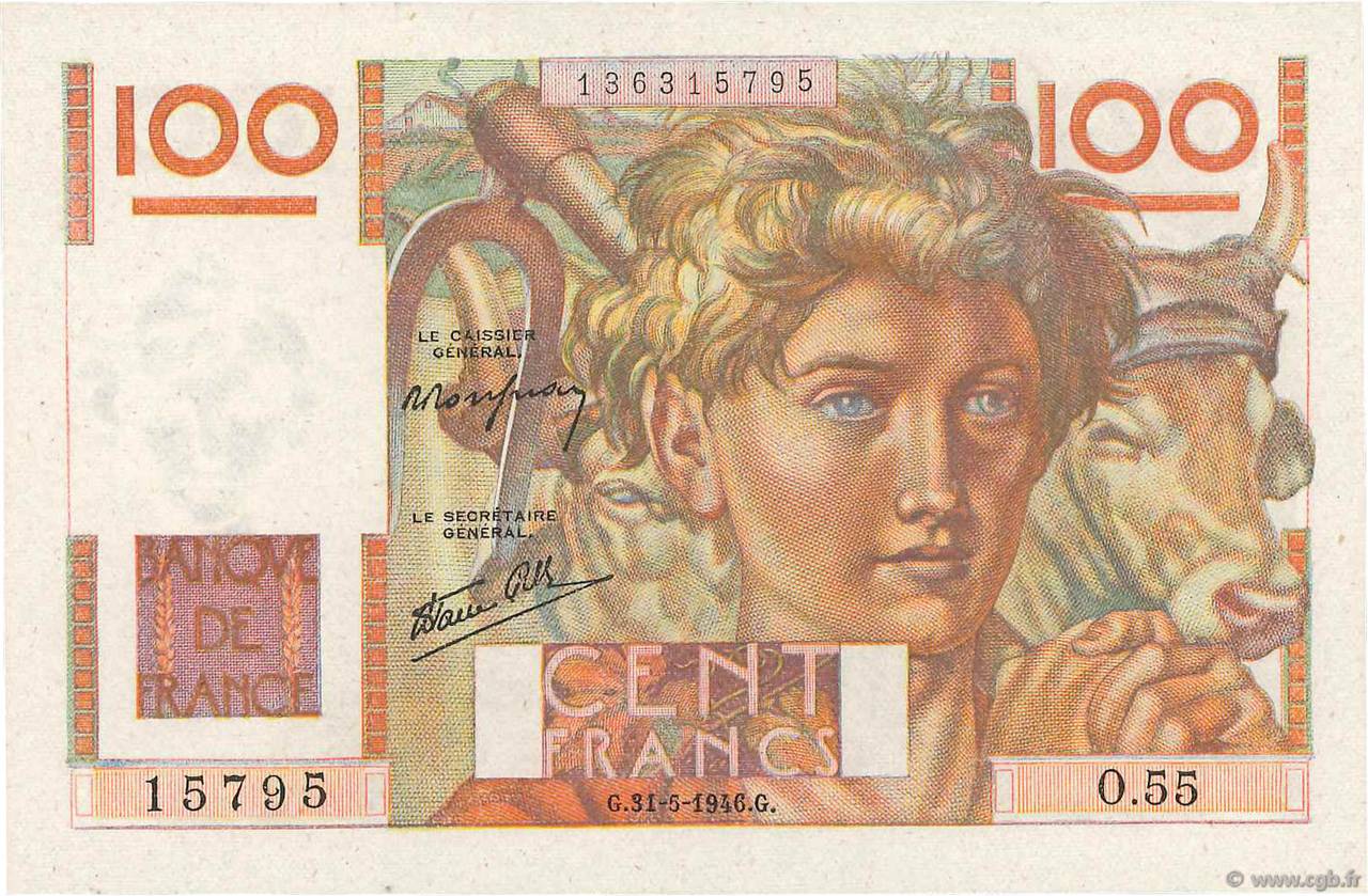 100 Francs JEUNE PAYSAN FRANCE  1946 F.28.05 AU-