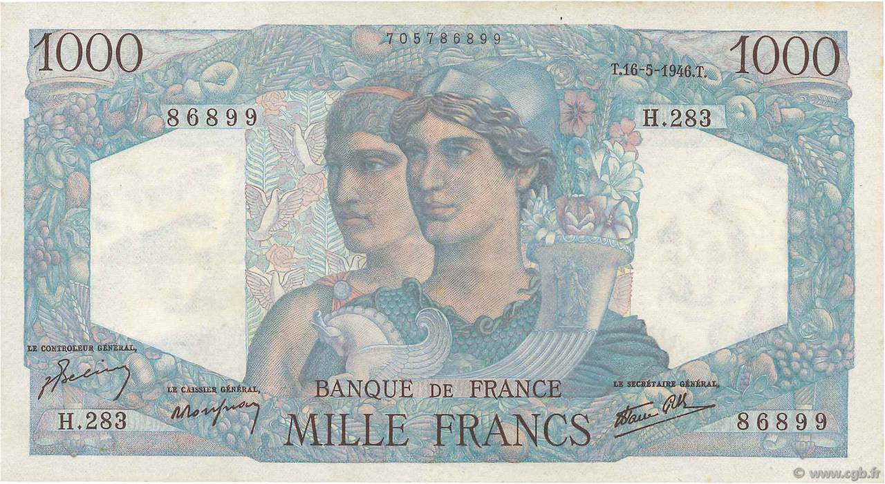 1000 Francs MINERVE ET HERCULE FRANCIA  1946 F.41.14 SPL