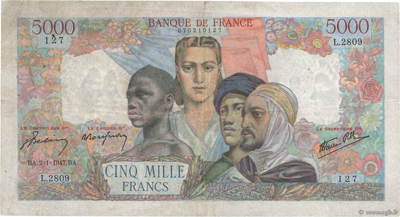 5000 Francs EMPIRE FRANÇAIS FRANCIA  1947 F.47.57 BC+