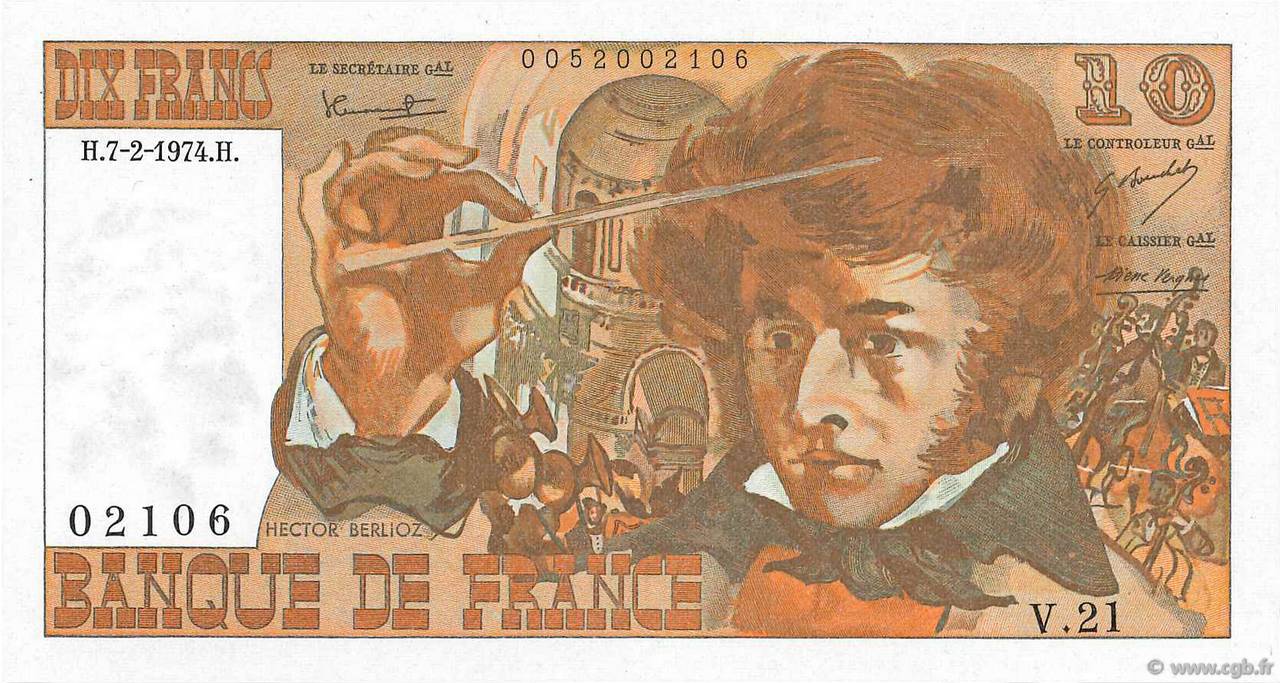 10 Francs BERLIOZ FRANCE  1974 F.63.03 UNC