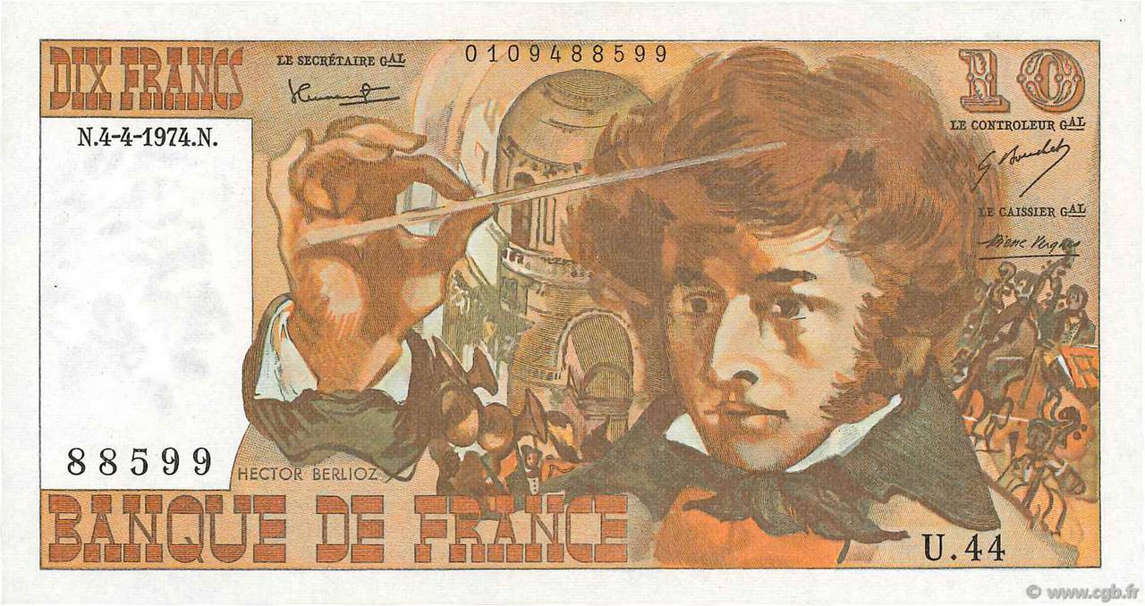 10 Francs BERLIOZ FRANCE  1974 F.63.04 UNC