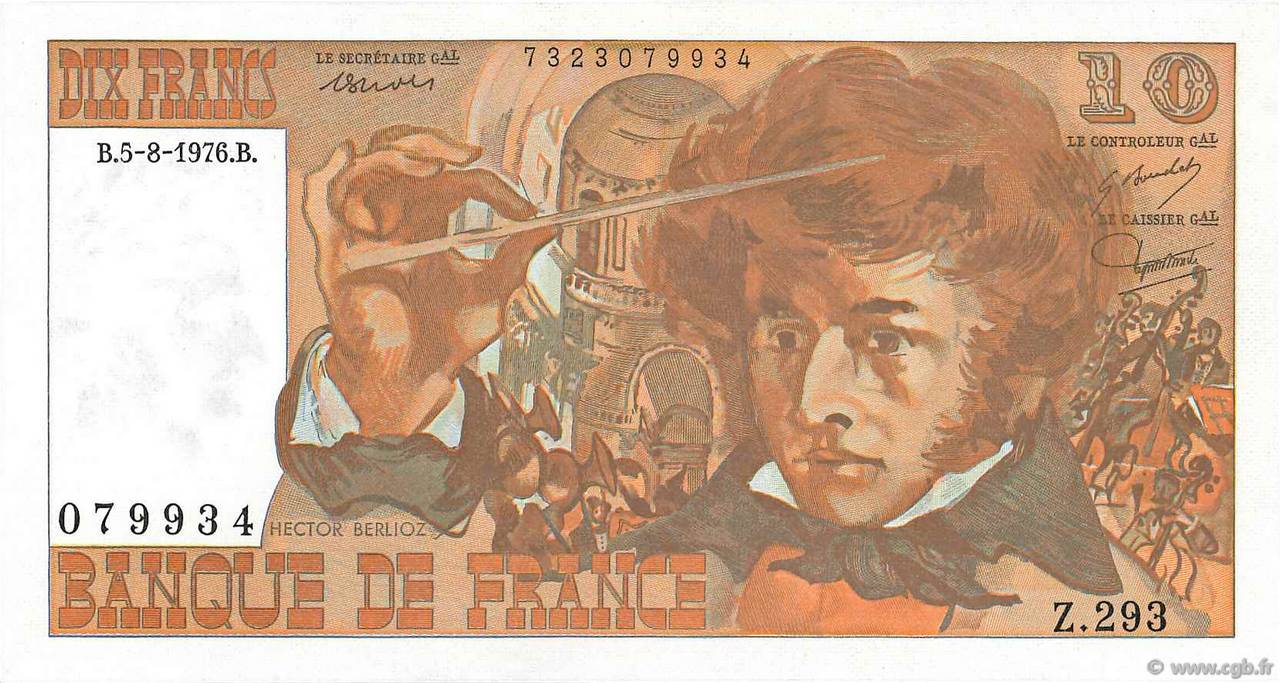 10 Francs BERLIOZ FRANCIA  1976 F.63.20 AU+