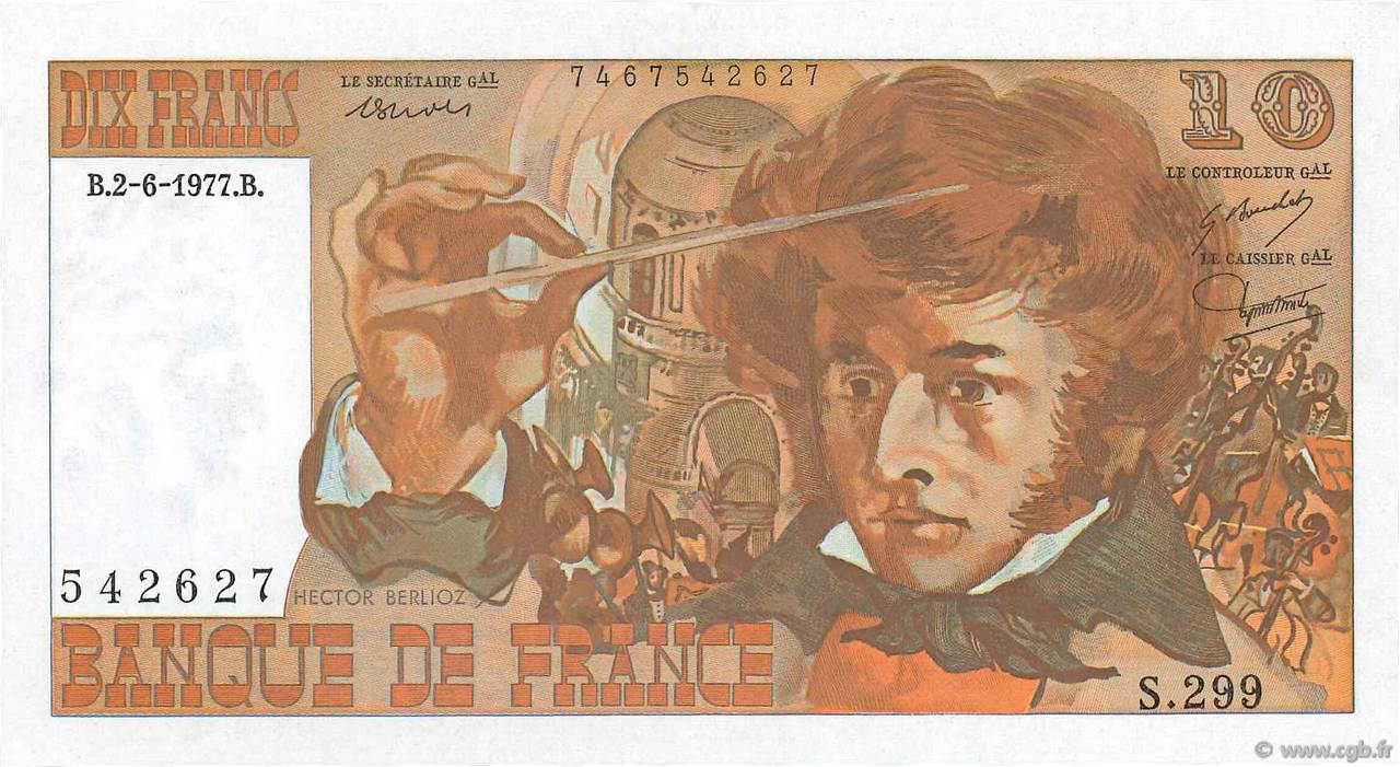 10 Francs BERLIOZ FRANKREICH  1977 F.63.22 fST+