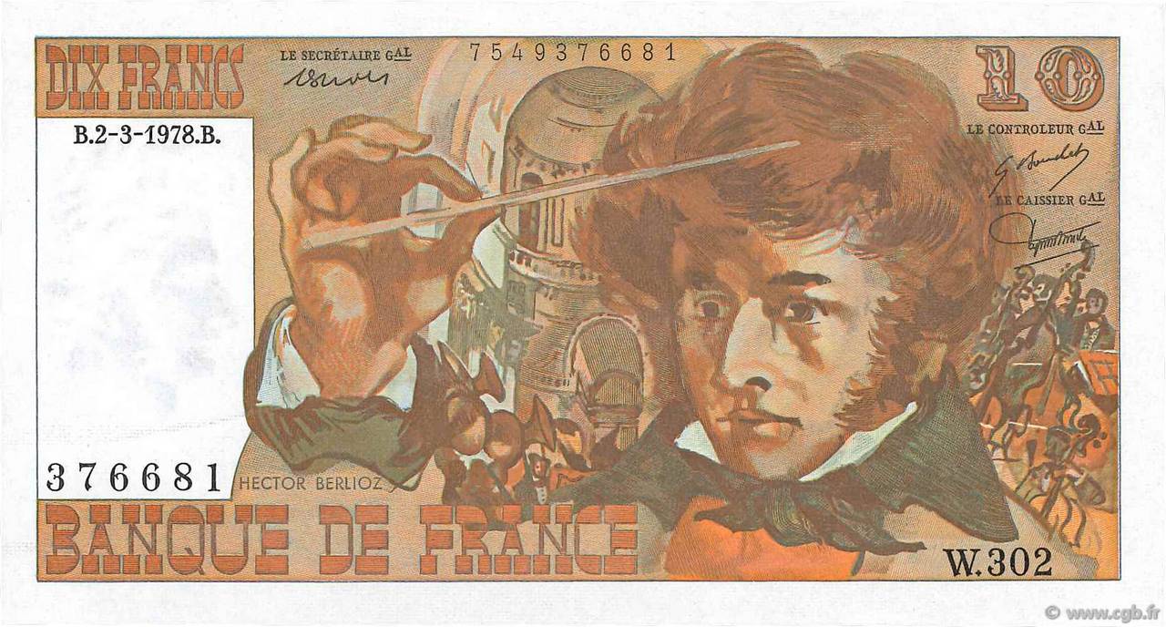10 Francs BERLIOZ FRANCIA  1978 F.63.23 q.AU