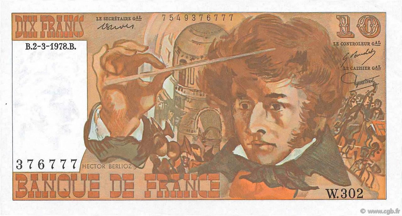 10 Francs BERLIOZ FRANCIA  1978 F.63.23 EBC+