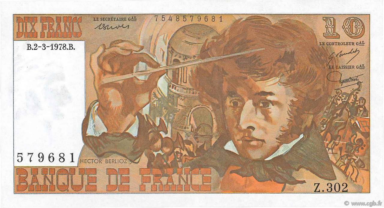 10 Francs BERLIOZ FRANCE  1978 F.63.23 AU-